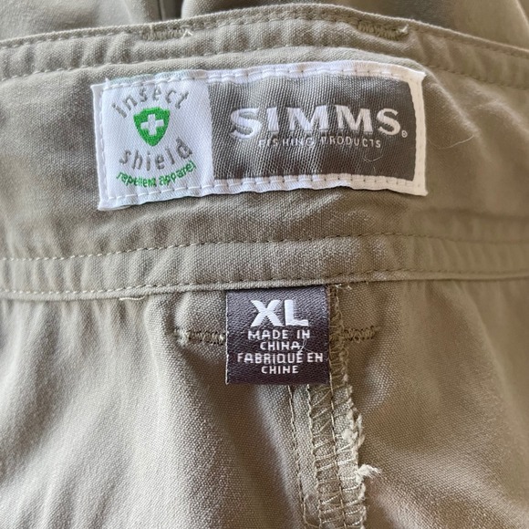 Simms Insect Shield Fishing Pants Mens XL Cargo Outdoor Khaki Relaxed Fit - Picture 5 of 8